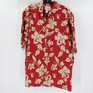 Reyn Spooner Hawaiian Shirt Mens 2XL Team Trojan USC Floral Button Down Cotton